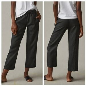 American Giant Easy Linen Cropped Lagenlook Minimalist Pants in Meteorite